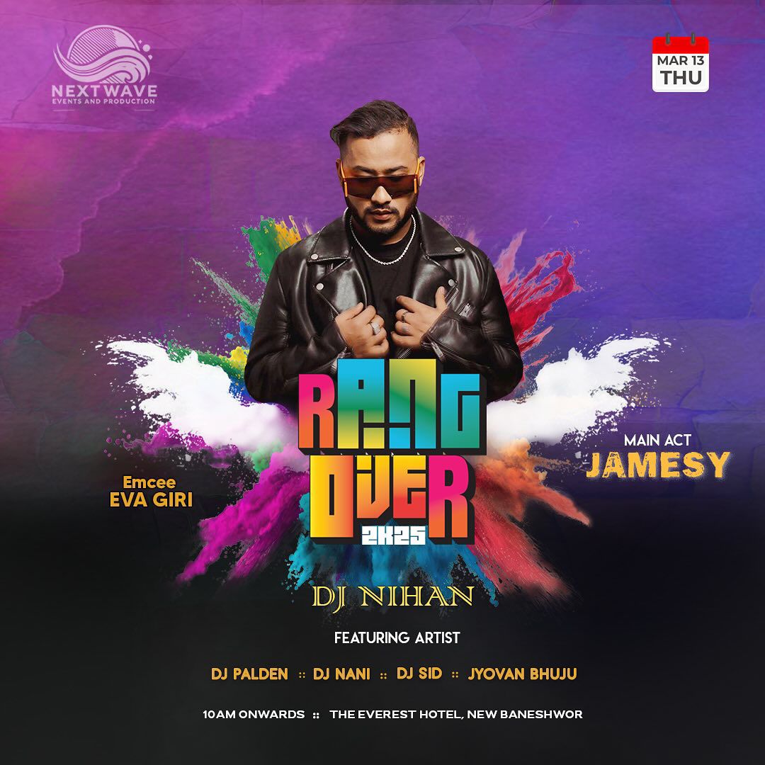 Event flyer: Rang Over 2K25 Holi at The Everest Hotel